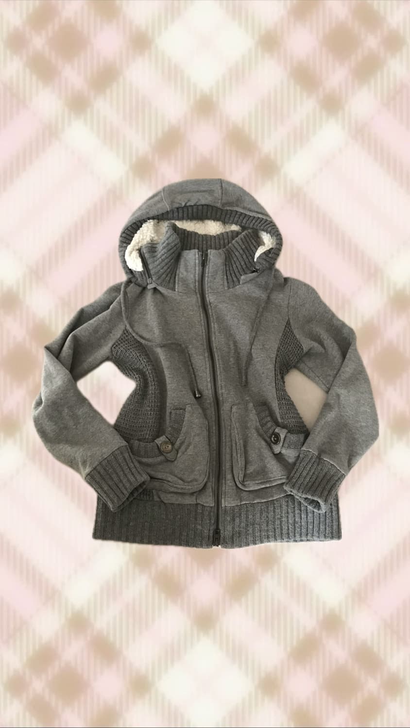 그레이 퍼 후드집업 자켓 집업 점퍼 오네 갸루 와투케 러힙 빈티지 상품이미지1