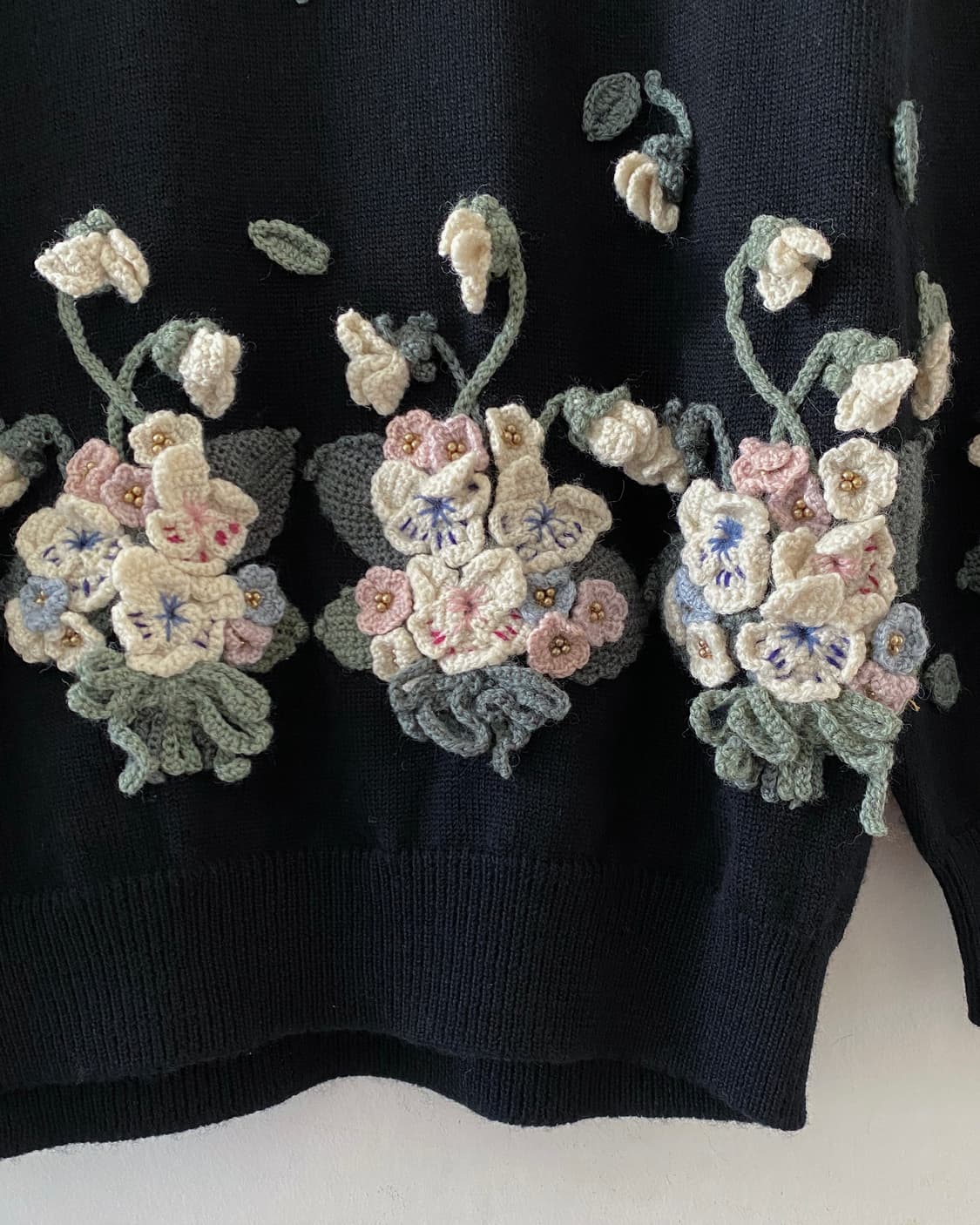 플라워 블랙 니트 스웨터 상품이미지7