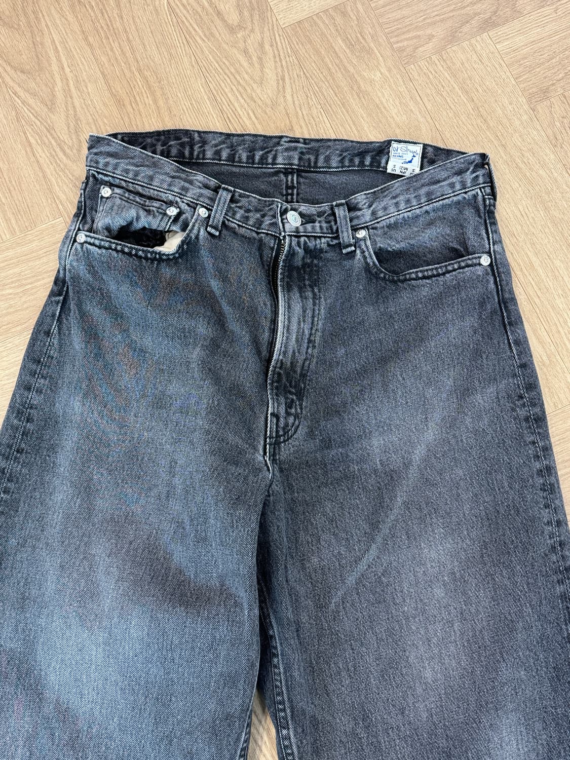 오어슬로우 100 슈퍼대드핏 데님 팬츠 - 흑청 M사이즈 상품이미지2