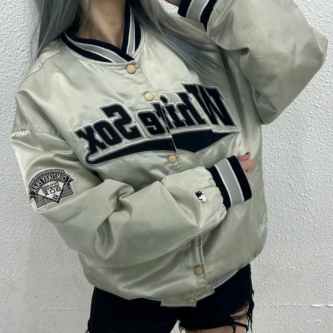 00s 빈티지 월드와이드 스포츠 화이트삭스 새틴 바시티 상품이미지2