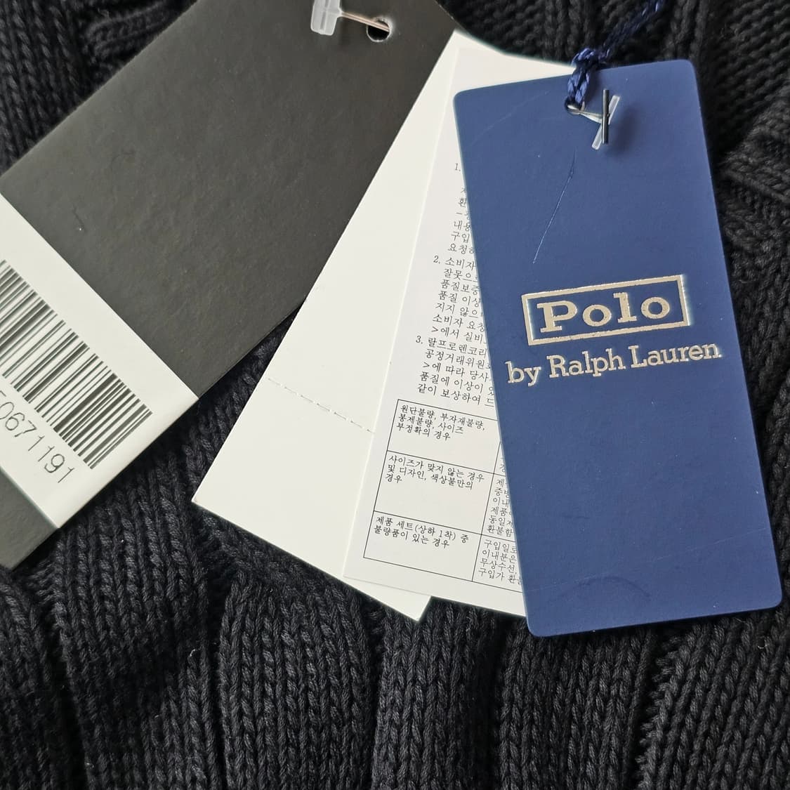 XS 새제품) 폴로 랄프로렌 W 케이블 니트 코튼 V넥 스웨터 블랙 여성 상품이미지3
