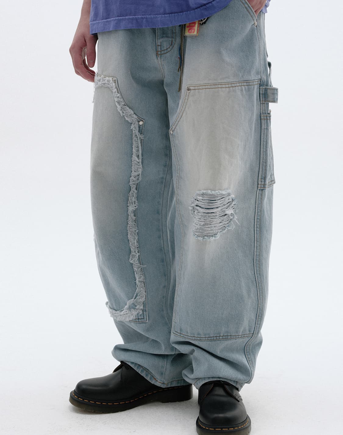 DAMAGED DOUBLE KNEE PANTS [LIGHT BLUE] 상품이미지3