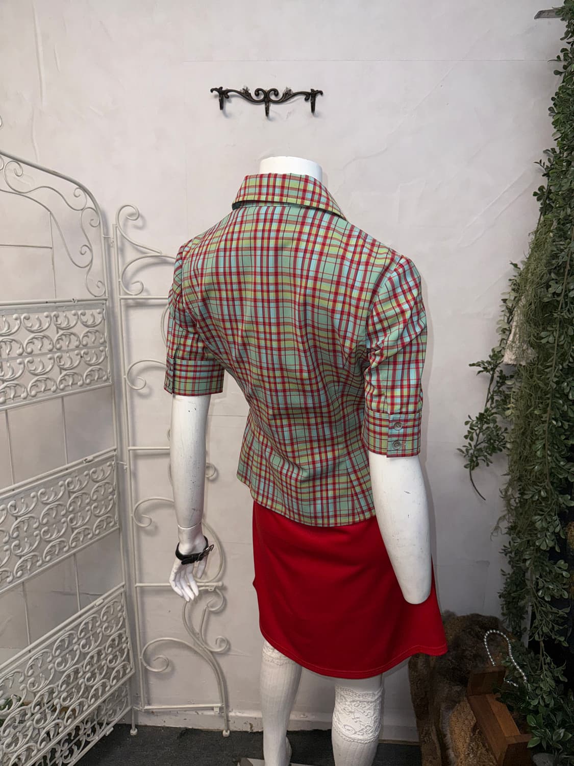 Red green check half shirt jacket  상품이미지6