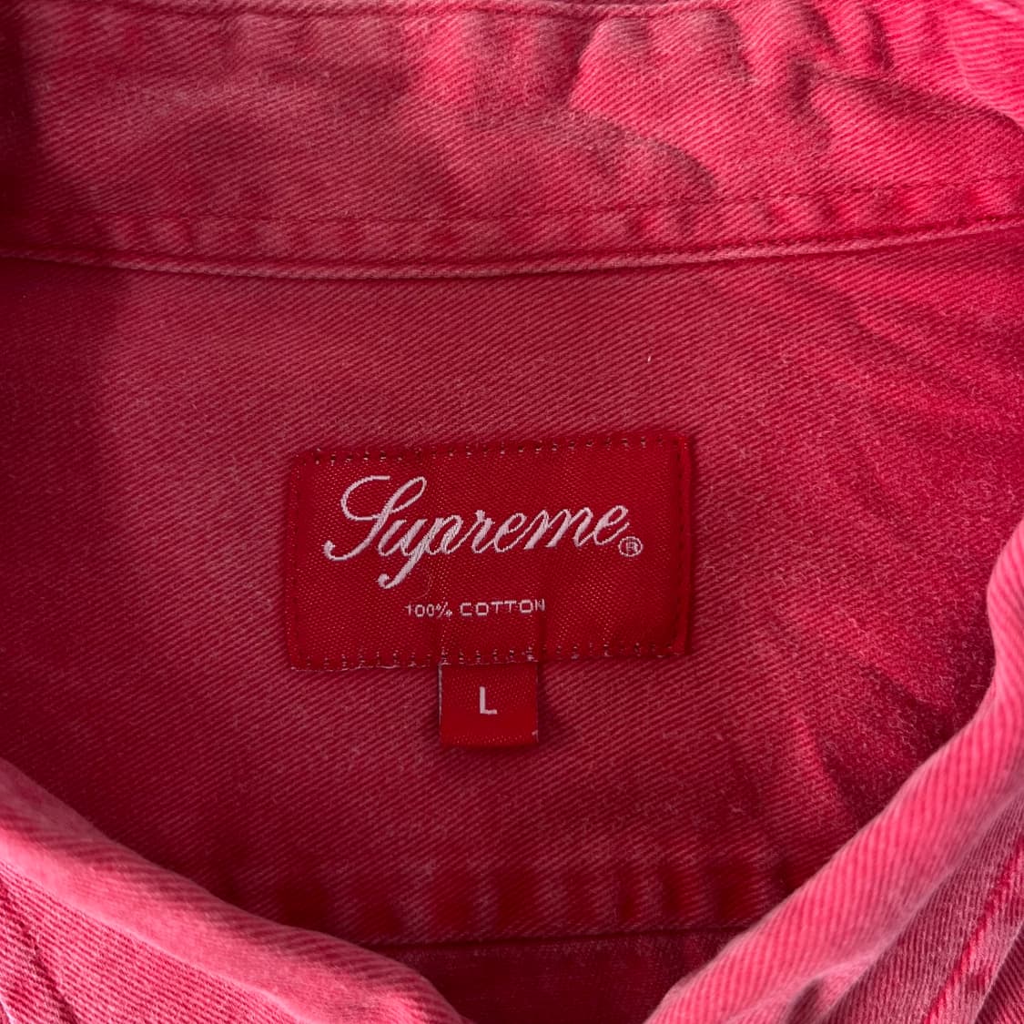 100 슈프림 레드 시그니처 옥스포드 피그먼트 셔츠 상품이미지3