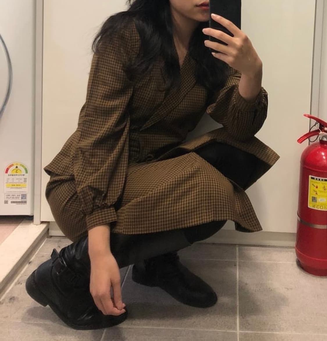 빈티지 잔체크 원피스 상품이미지3