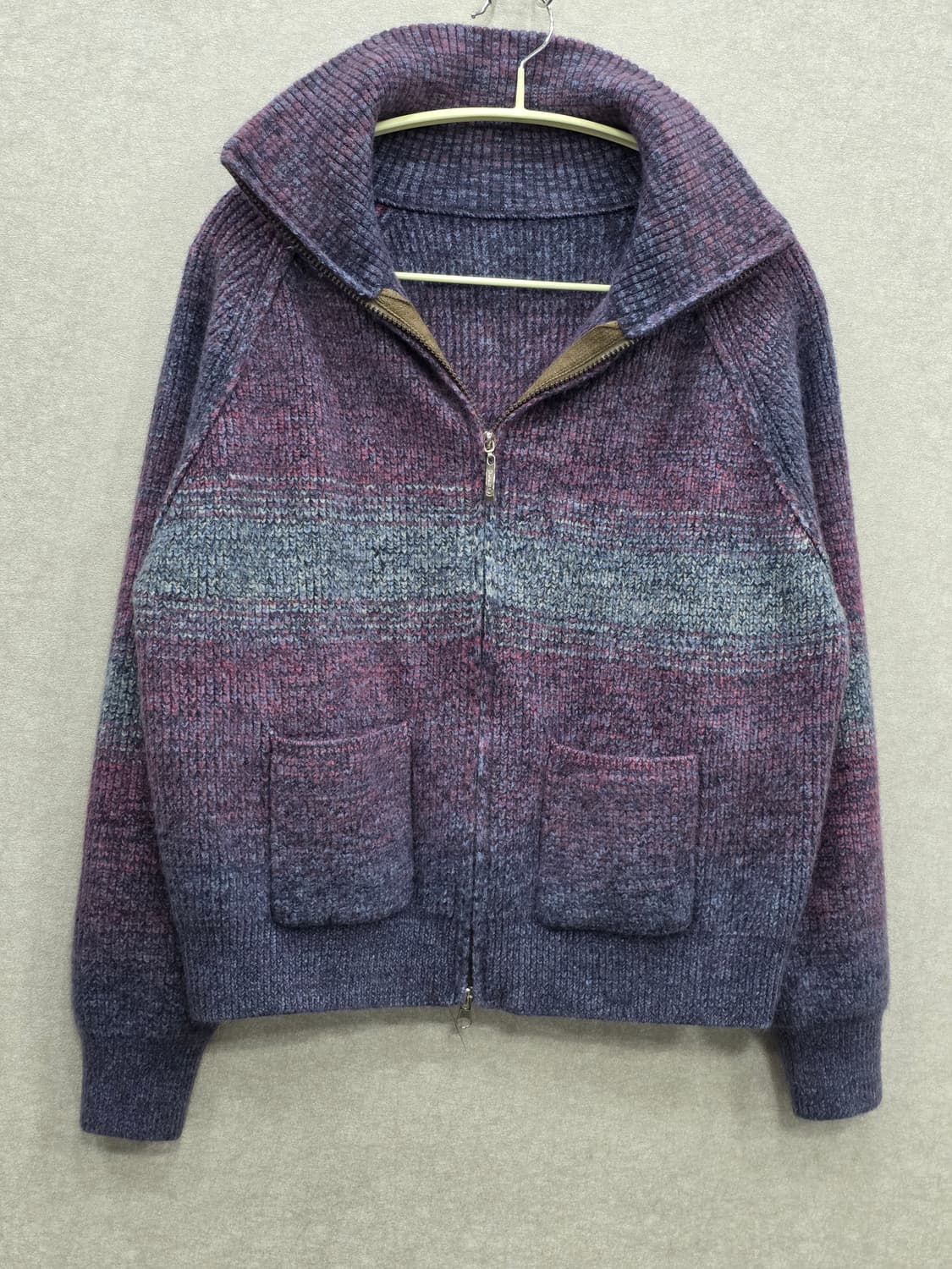 믹스 그라데이션 집업 니트 가디건 상품이미지5