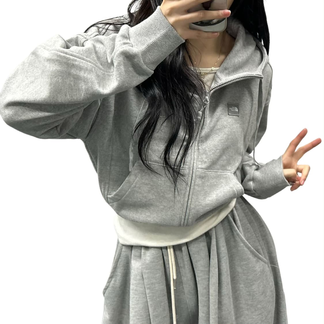 *택채새상품 노스페이스 신형 화이트라벨 세미크롭 걸즈 후드집업 희귀져지( 상품이미지1