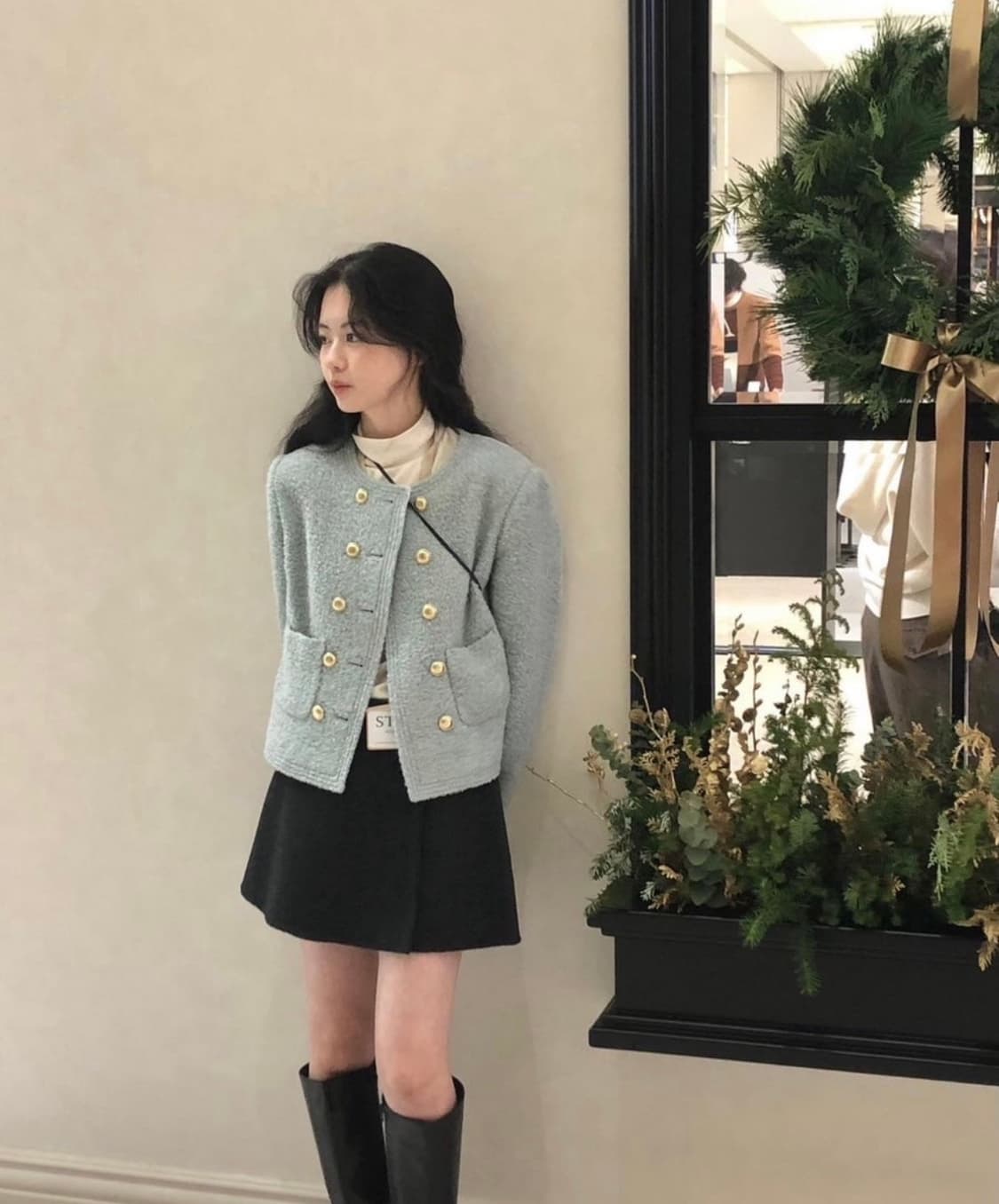 아카이브제이투유 윈터 울 더블 트위드자켓 미스티블루 상품이미지1