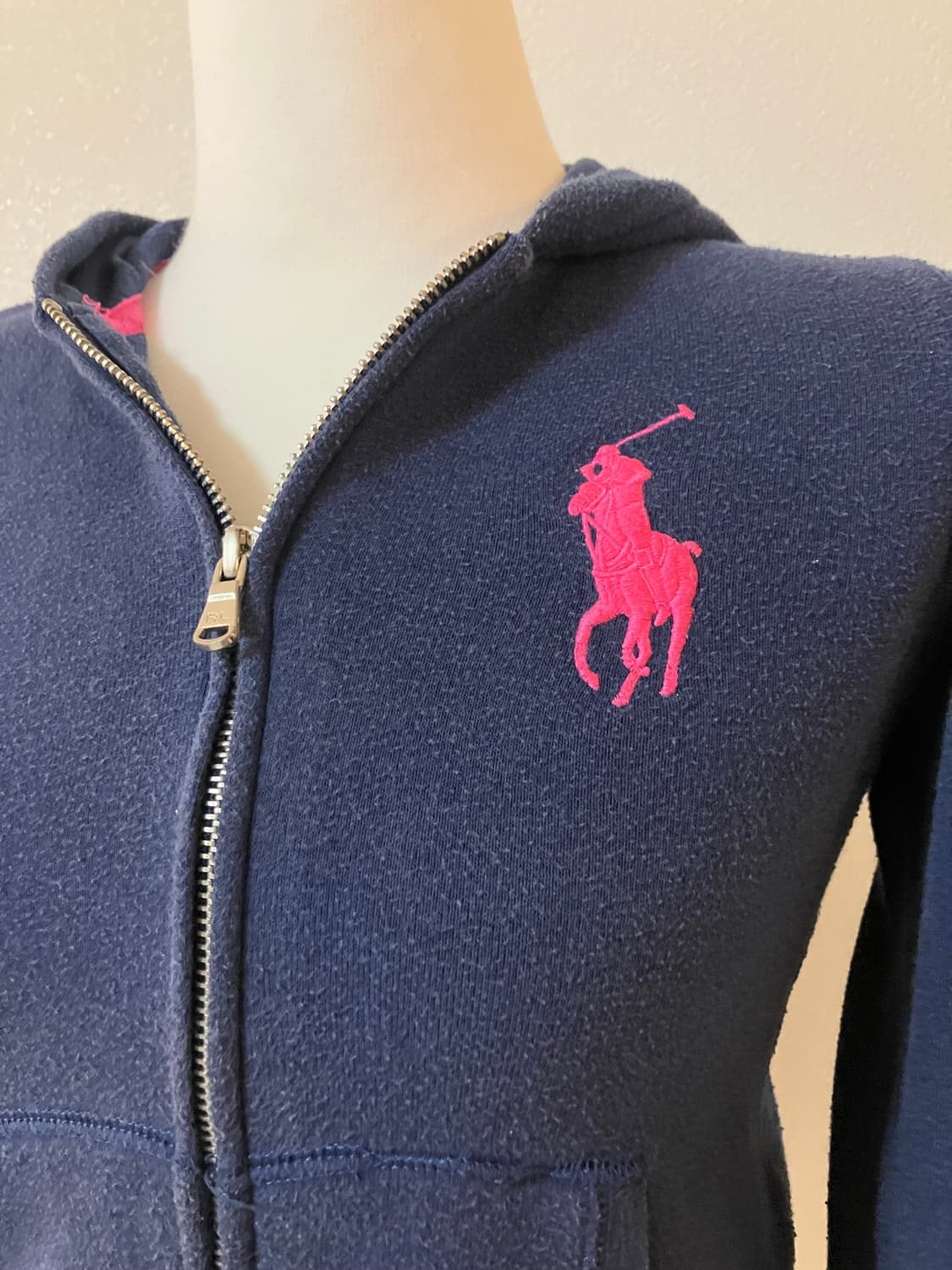 폴로 랄프로렌 네이비 핑크 빅포니 후드집업 딱붙핏 상품이미지2