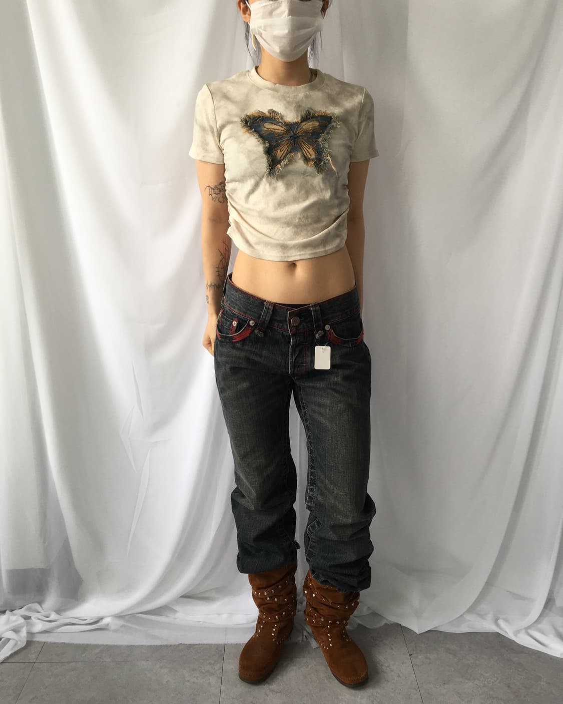 Side shirring printing t shirt 상품이미지5