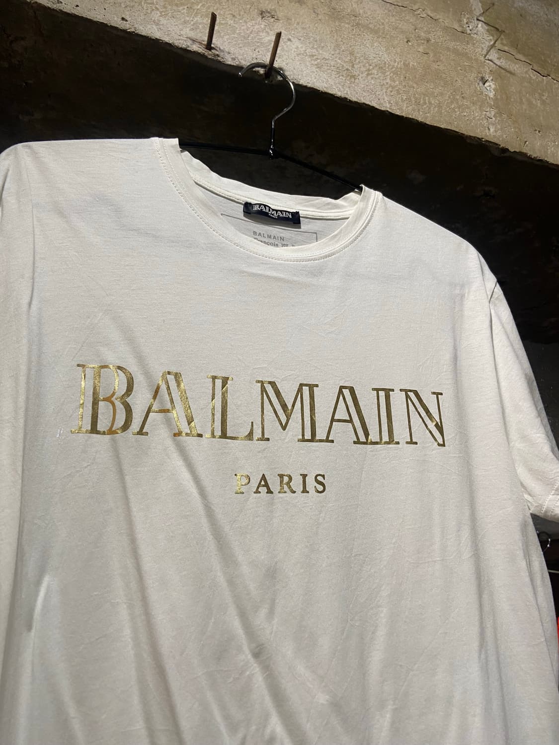 2019 BALMAIN 발망 시그니처 골드 로고 반팔 티셔츠 화이트 상품이미지1