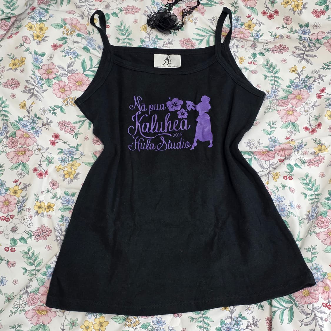 일본빈티지 알로하스탠다드)블랙x퍼플 히비스커스 모리걸 슬리브리스 민소매탑 상품이미지4