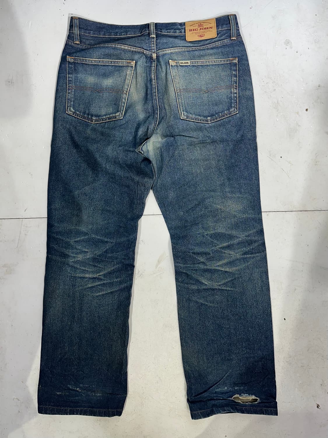 90s 빅 존 진청 와이드 워싱 데님 청바지  상품이미지5