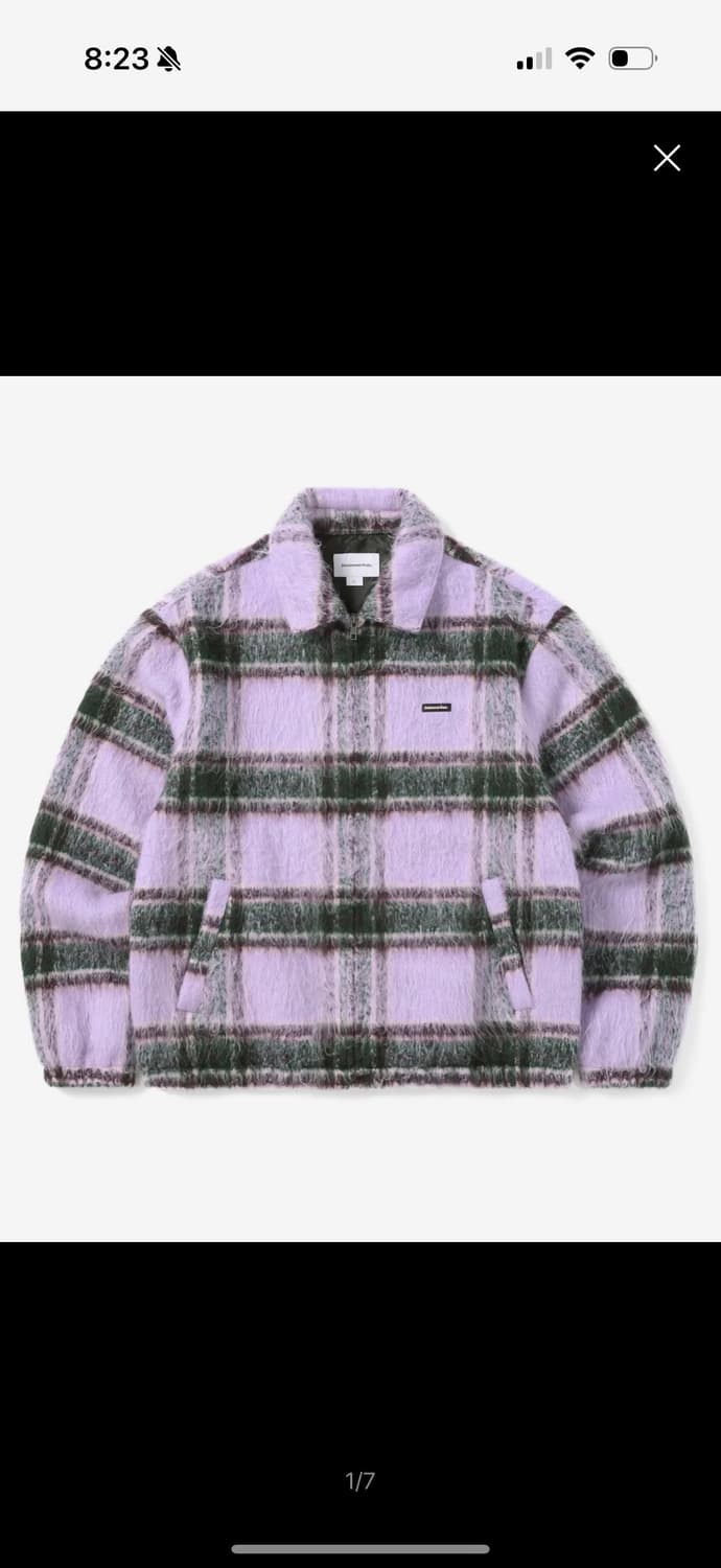 디스이즈네버댓 Brushed Check Zip Jacket Lavende 상품이미지1
