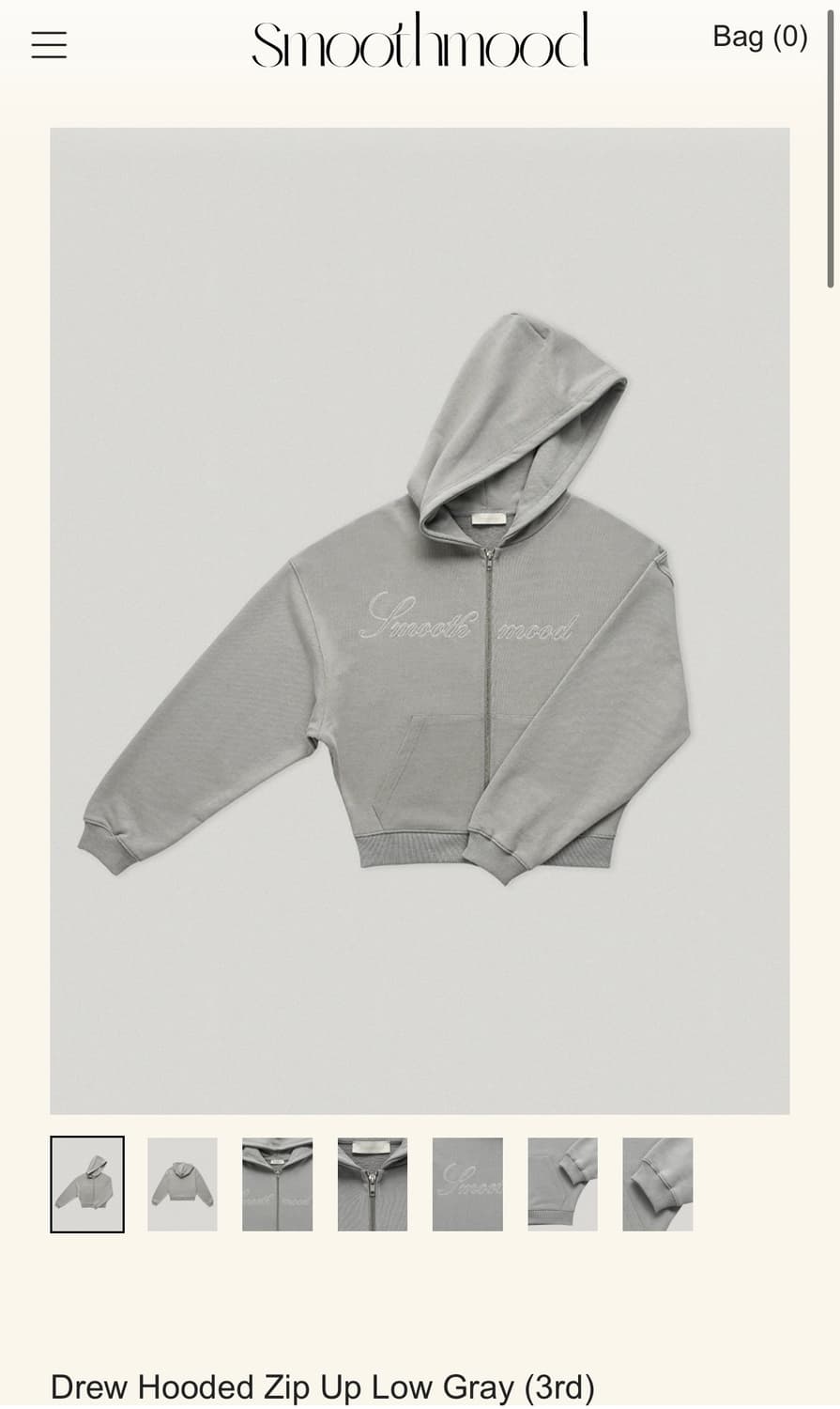 스무드무드 Drew Hooded Zip Up Low Gray 새상품 상품이미지1