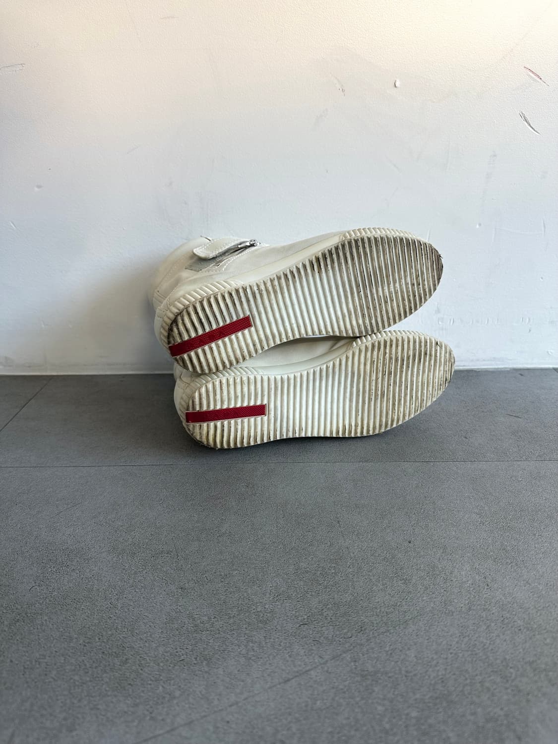 프라다 스포츠 더블 지퍼 아이보리 레더 하이탑 상품이미지7