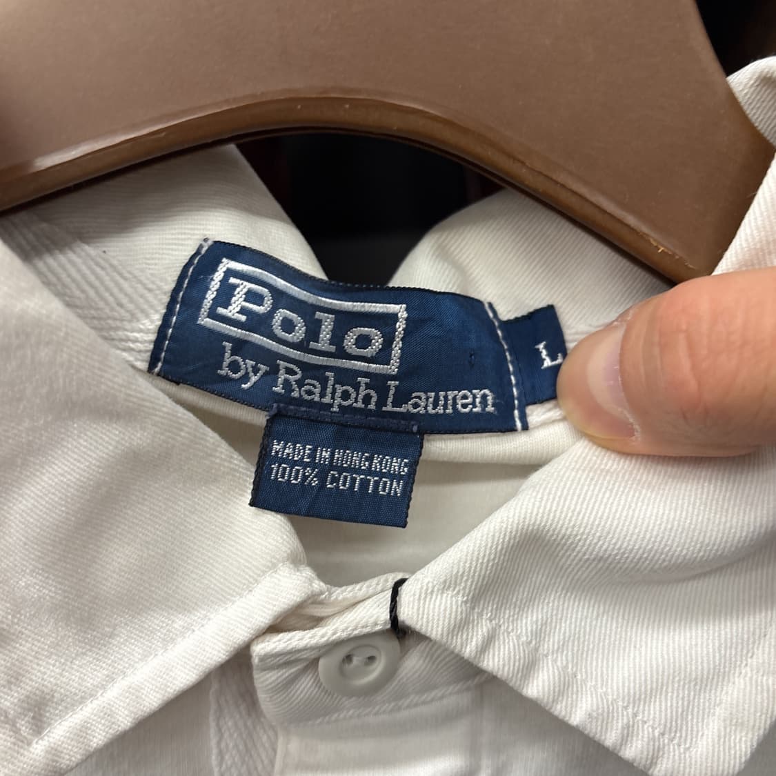 90s 폴로 랄프로렌 소트프 피마코튼 롱슬리브 카라티 화이트 N911 상품이미지9