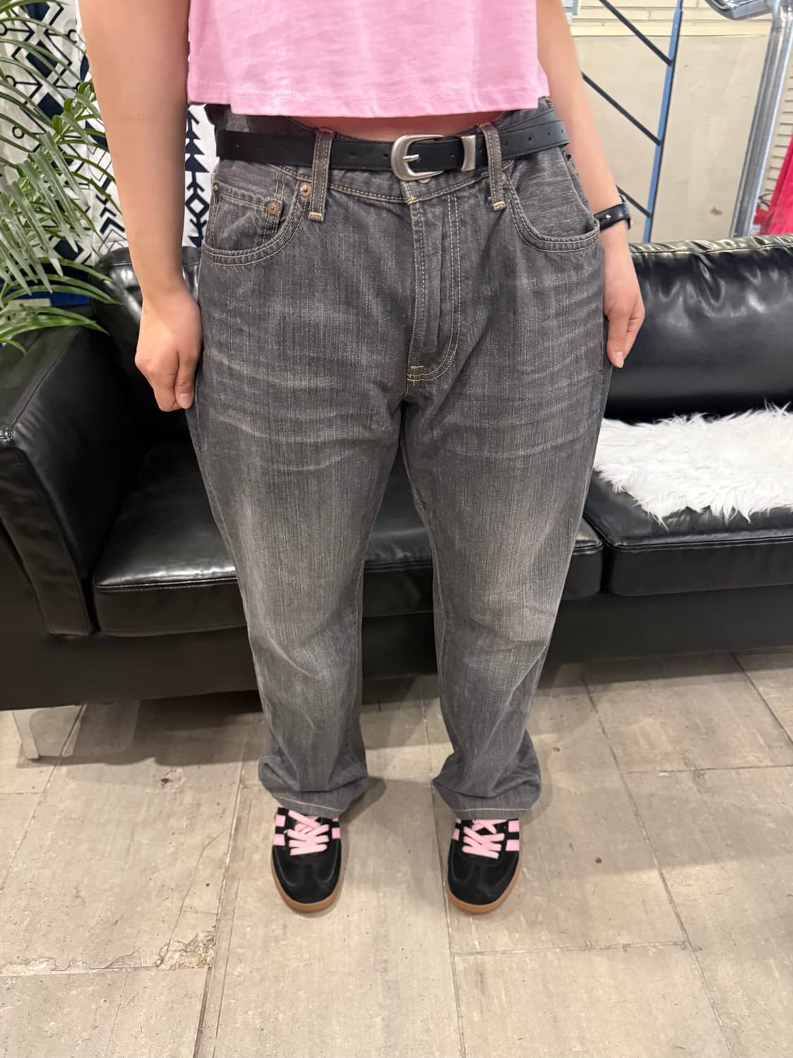 Vintage 데님 팬츠 흑청 와이드 상품이미지2