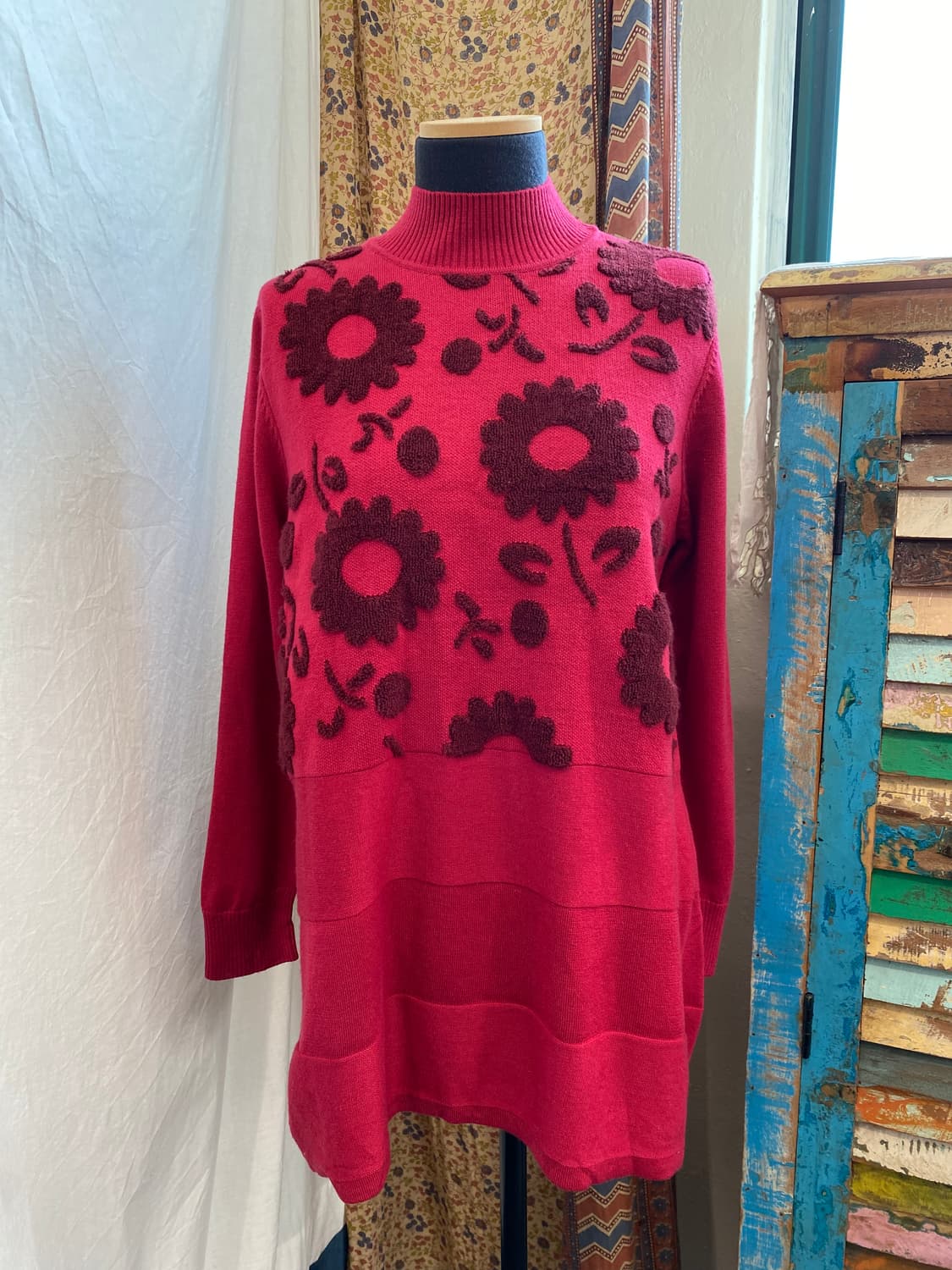 플라워 하이넥 울혼방 니트(L) 상품이미지2