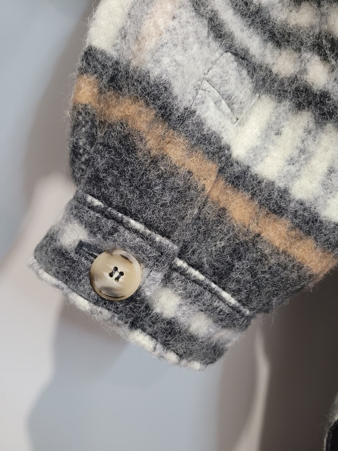 룩캐스트 블랙 체크 롱셔츠 자켓 코트 여성용 오버핏 55~77 상품이미지5