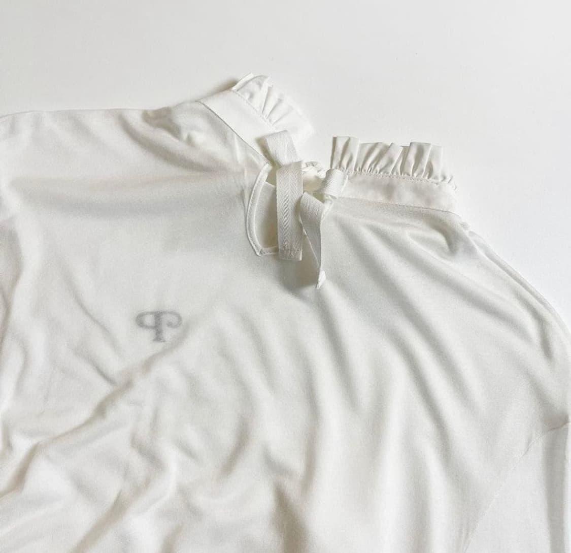 y2k 필로소피 디 로렌소 레이온 프릴 롱 화이트 슬리브리스 발렛코어 상품이미지3