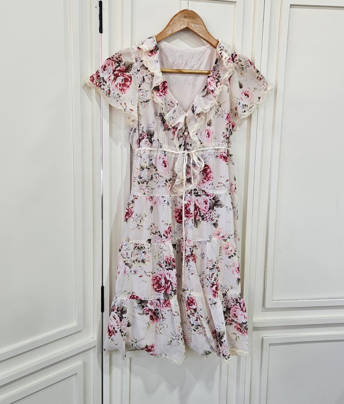 로즈 플라워 쉬폰 원피스 상품이미지1