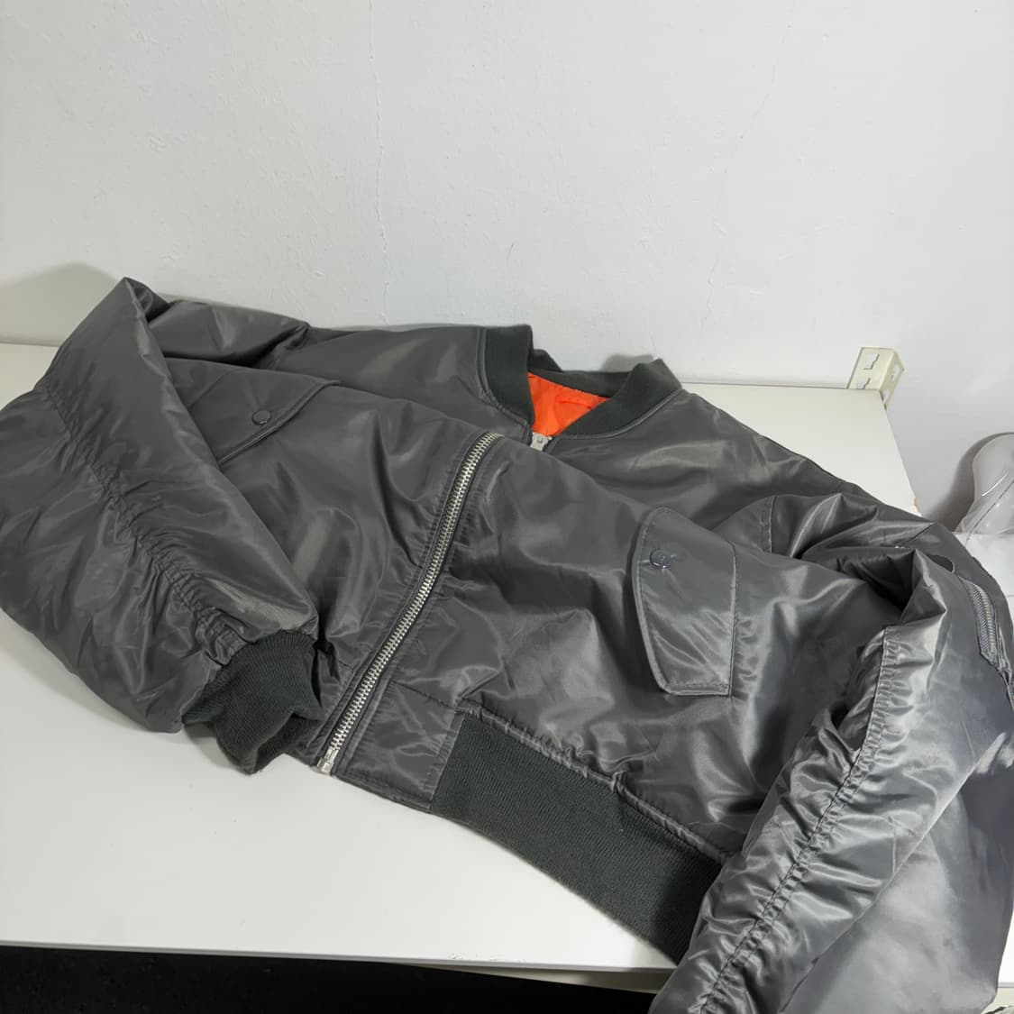 XXL 로스코 카키그레이 오버핏 누빔 항공점퍼 상품이미지2