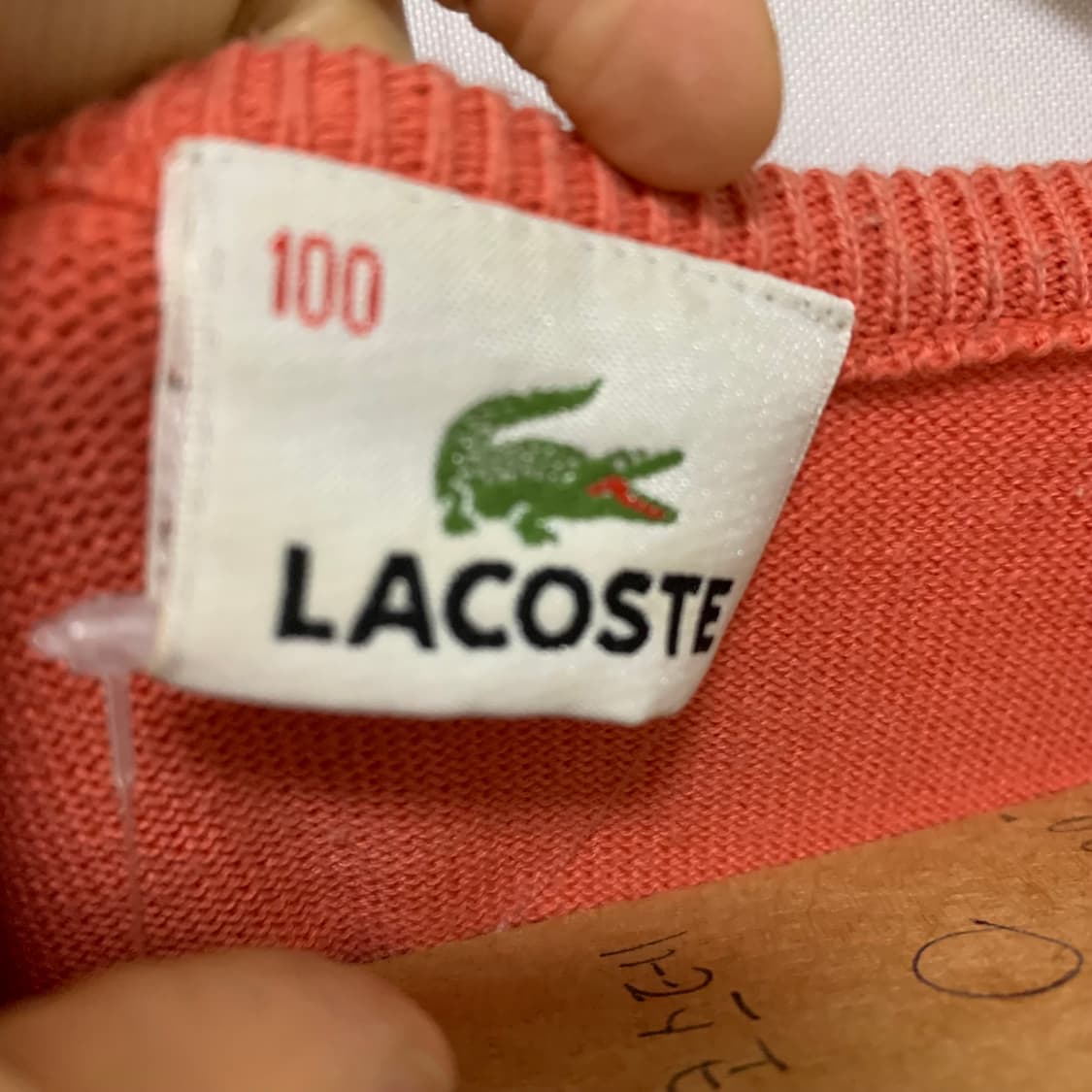 라코스테 빈티지 반팔 니트 코랄 100사이즈 여성 세미크롭 상품이미지3