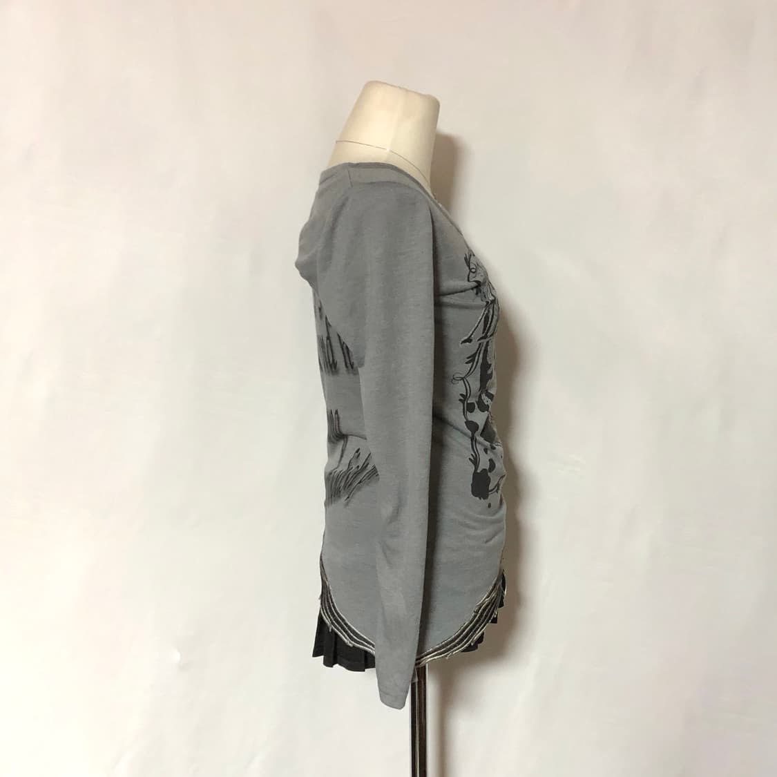 스컬 펑크 날개 티셔츠 그레이 상품이미지6