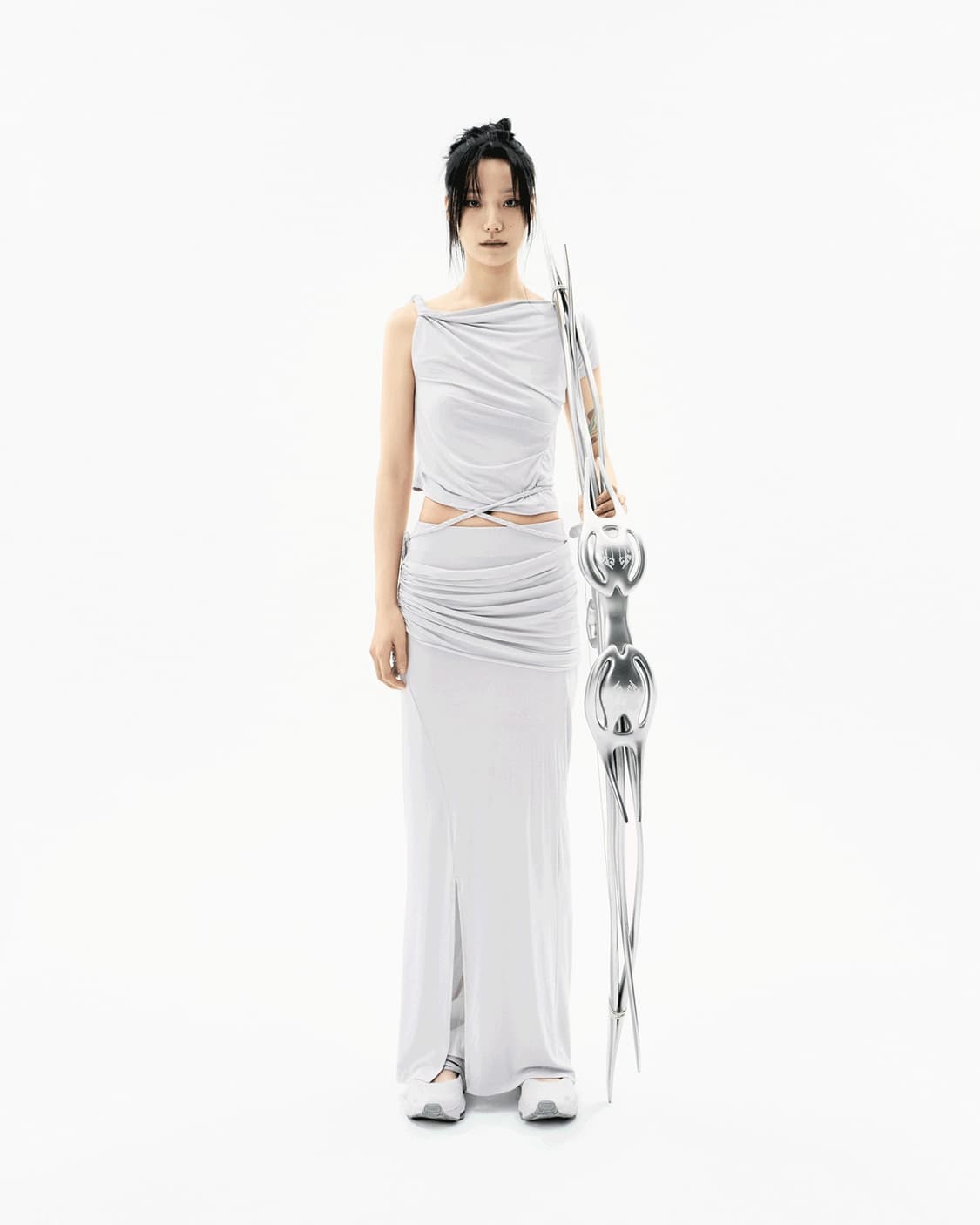 오호스 Layering Draped Maxi Skirt 상품이미지2