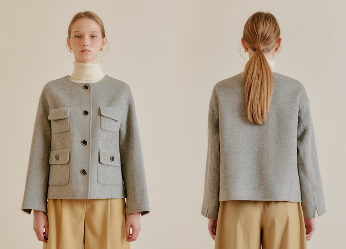 제너럴아이디어 핸드메이드 울100% 라운드 자켓 (M) 상품이미지8