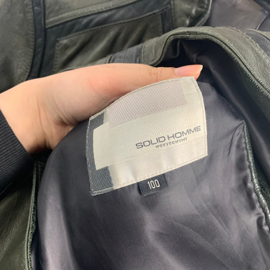 Vintage 빈티지 카키 양가죽 레더 자켓 상품이미지7