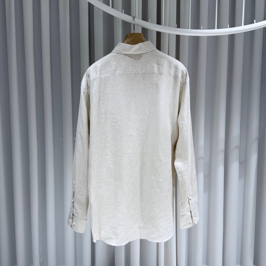 (S/XL,54) / 로로피아나 아이보리 린넨 셔츠 반바지 셋업 상품이미지4