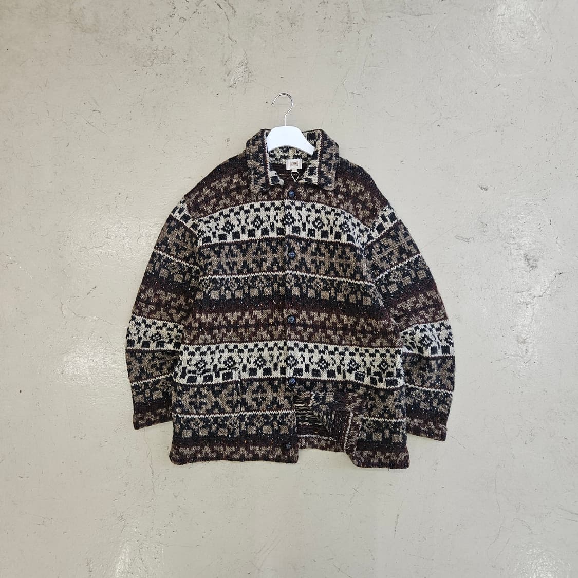 BASCO 울 니트 자켓 코위찬 스웨터 XL 상품이미지1