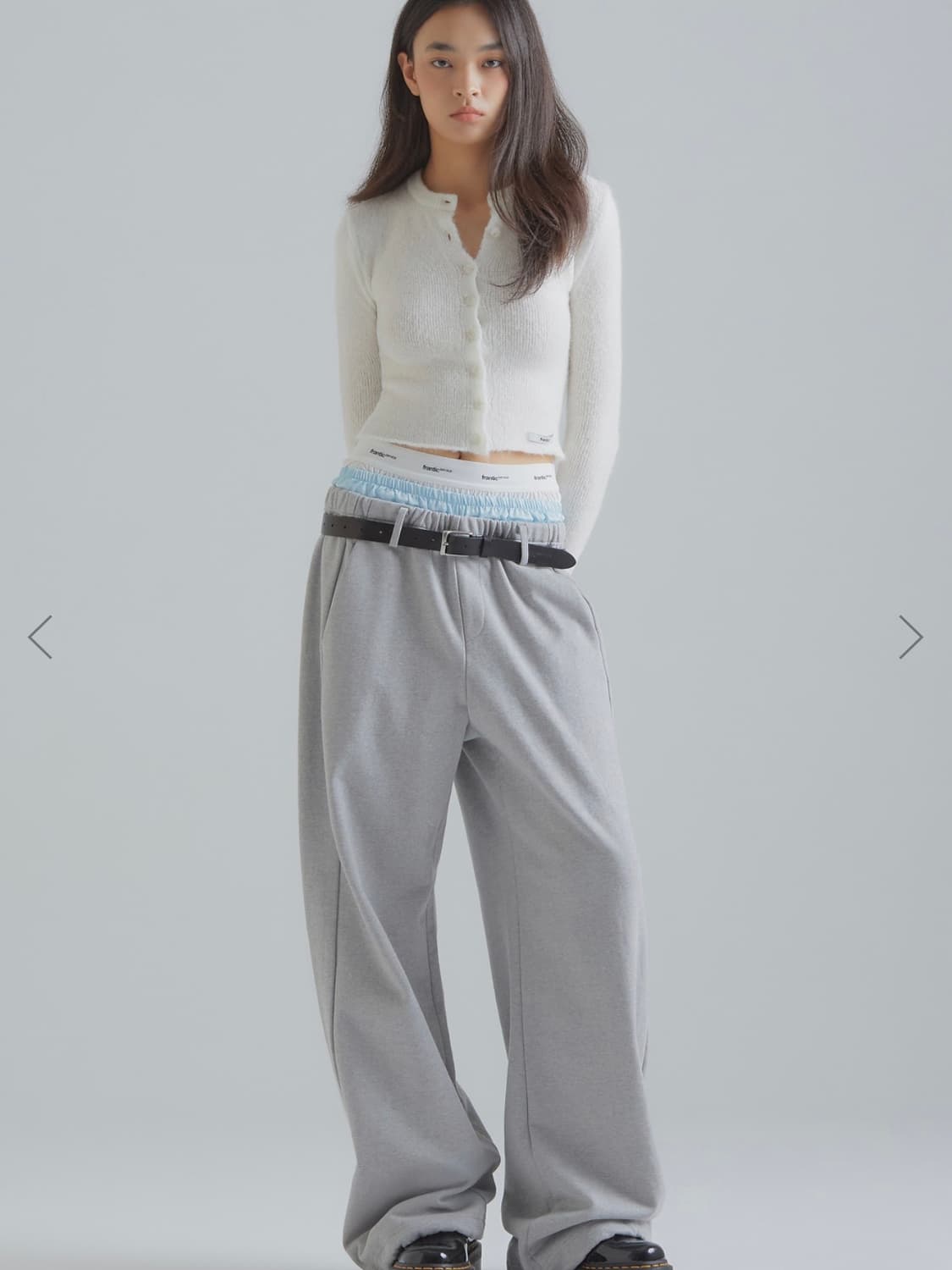 프랜틱서비스 레이어드 스웨트 팬츠 그레이 상품이미지2