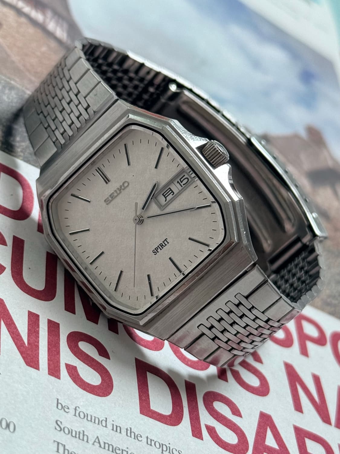 Seiko 세이코 쿼츠 SPRIT 스퀘어 스노우 플레이크 Day-Date 상품이미지4