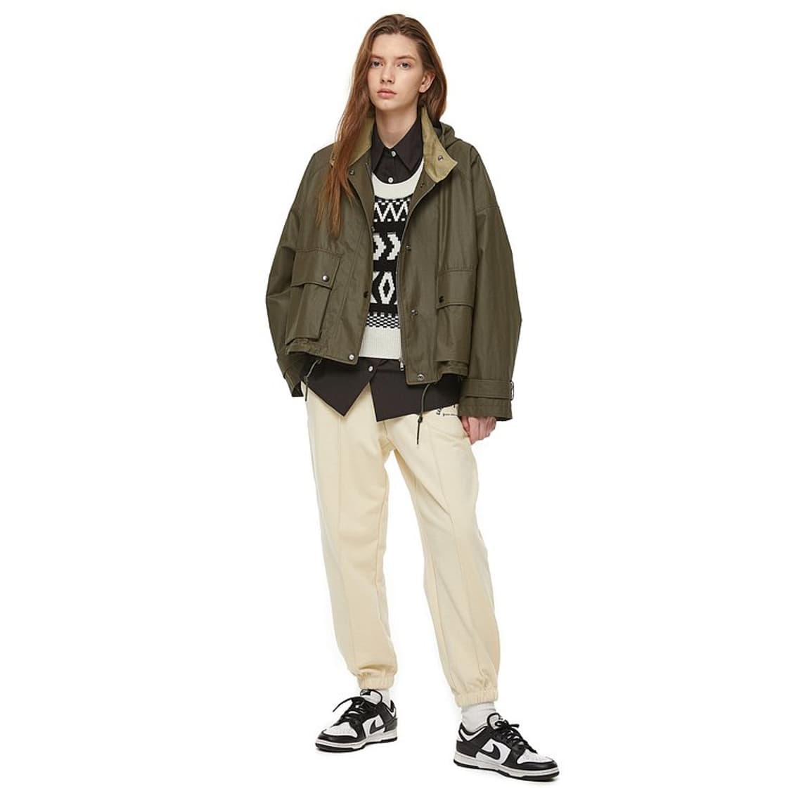 새상품 스튜디오 톰보이 후디 코팅 점퍼 야상 카키 상품이미지3