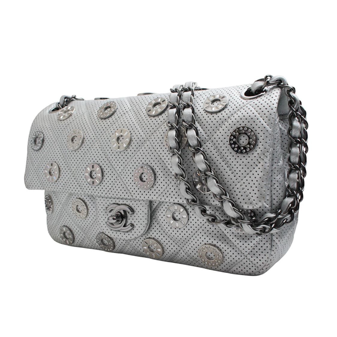 샤넬 메탈릭 실버 퍼포 참장식 은장 숄더백 (20번대) 상품이미지2