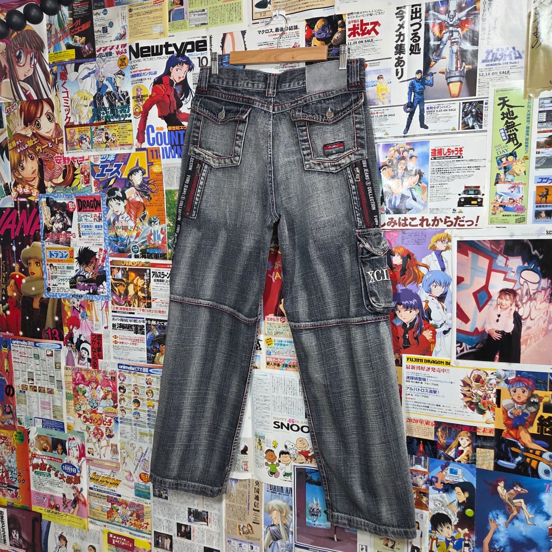 후부 올드스쿨 그레이 워싱 포켓 카고 데님 팬츠 상품이미지6