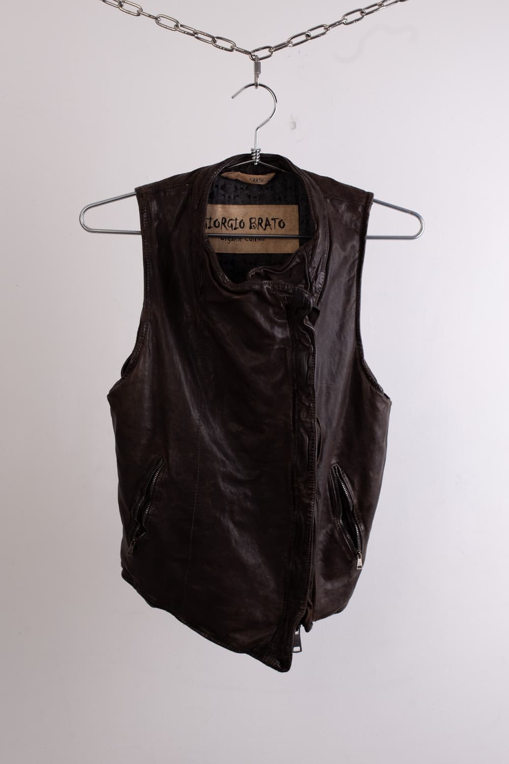 GIORGIO BRATO ASYMMETRICAL LEATHER VEST 상품이미지6