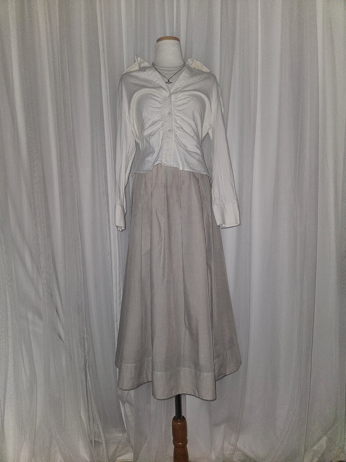 rope picnic 빈티지 보늬밤 스트라이프 버튼 롱스커트 상품이미지1