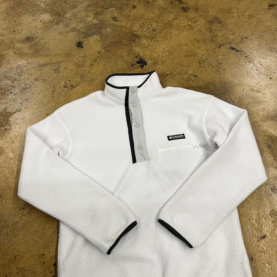 [정품/S] 컬럼비아 흰색 플리스 풀오버 반집업 b18 상품이미지1