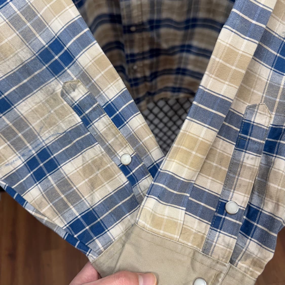 랭글러 플란넬 웨스턴 셔츠 빅 사이즈 체크 패턴 브라운 블루 상품이미지8