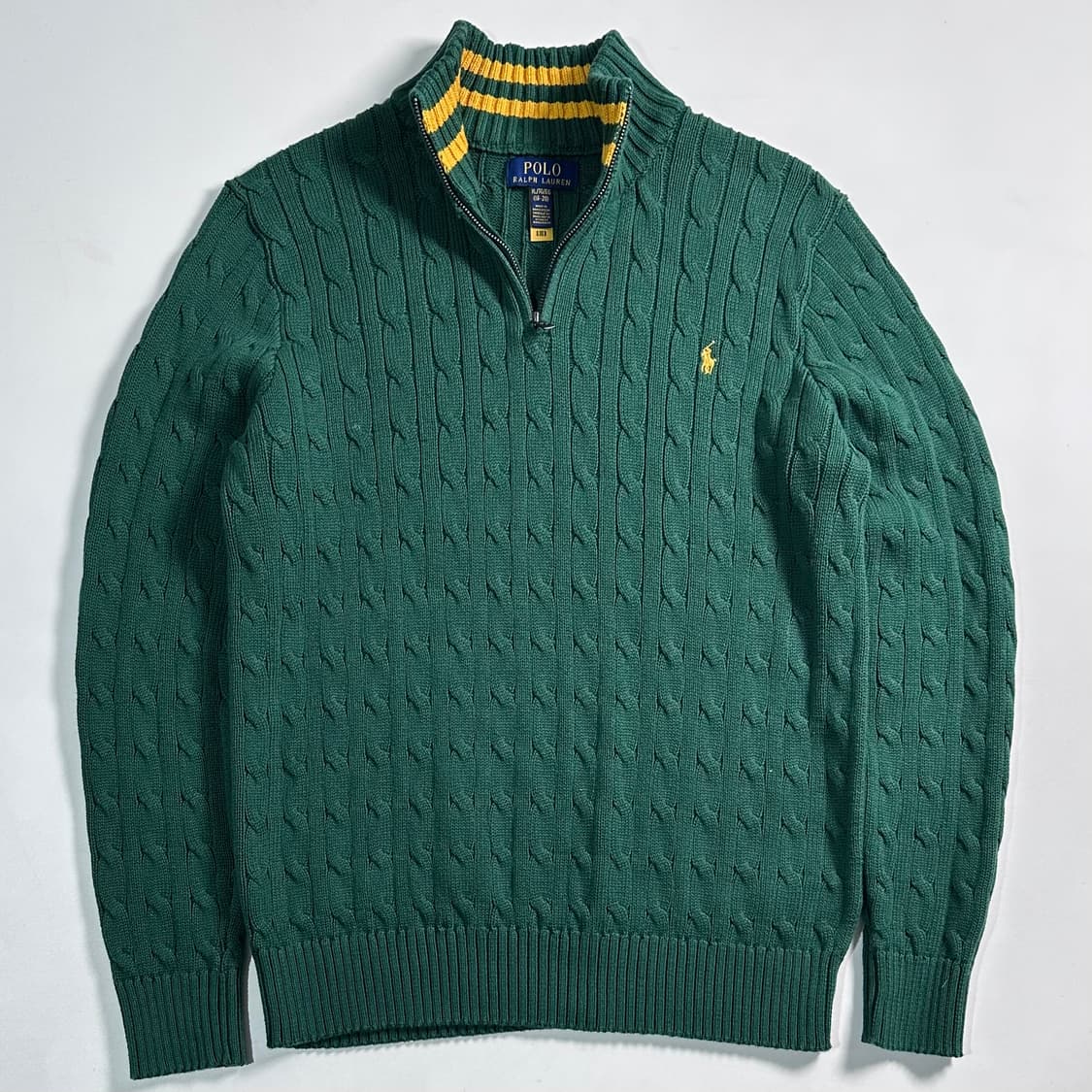 폴로 랄프로렌 보이즈 그린 케이블 반집업 상품이미지1