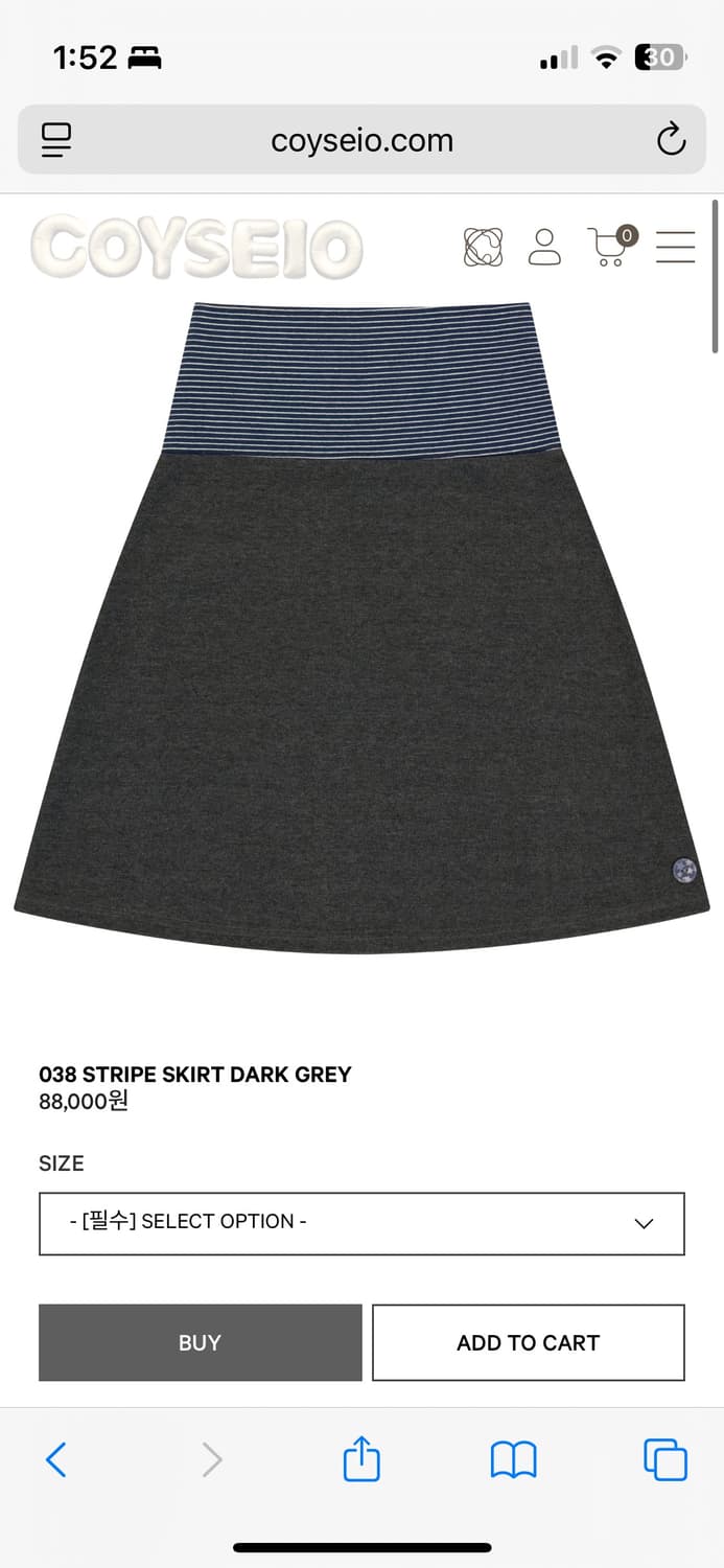 코이세이오 038 STRIPE SKIRT DARK GREY 상품이미지1