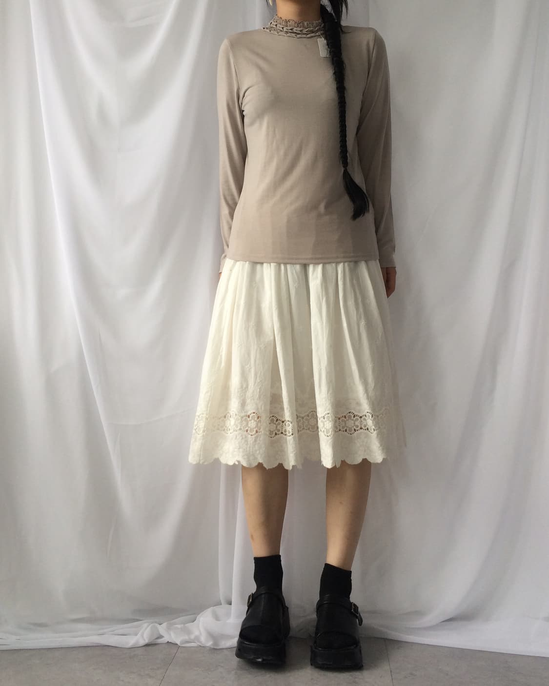High neck lace point sleeve 상품이미지5