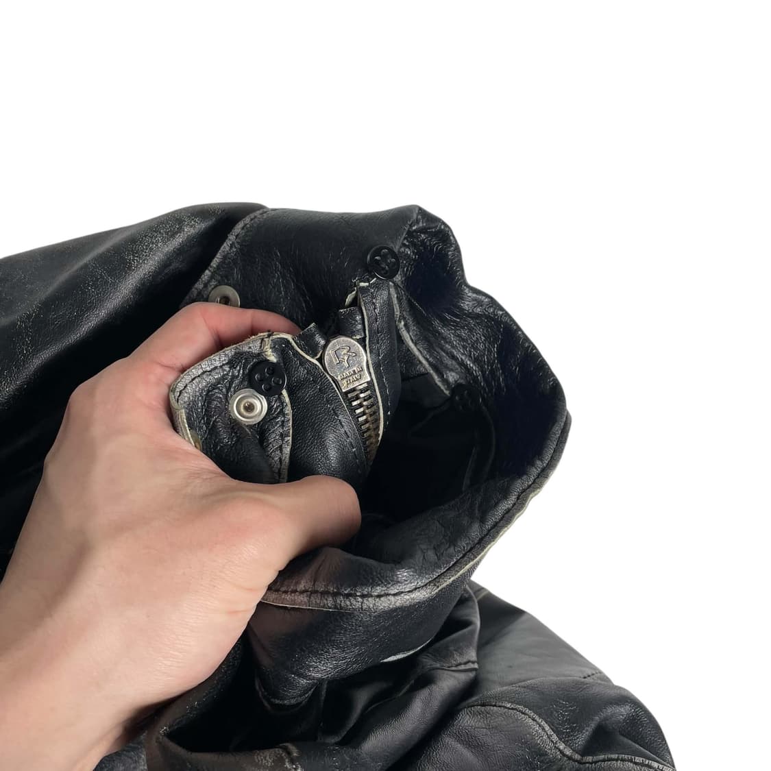 QUBHA 그라데이션 레더 자켓 상품이미지7