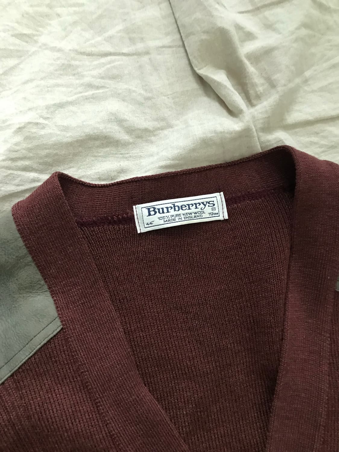 버버리 90년대 올드스쿨 코만도 니트 가디건 버건디 상품이미지8