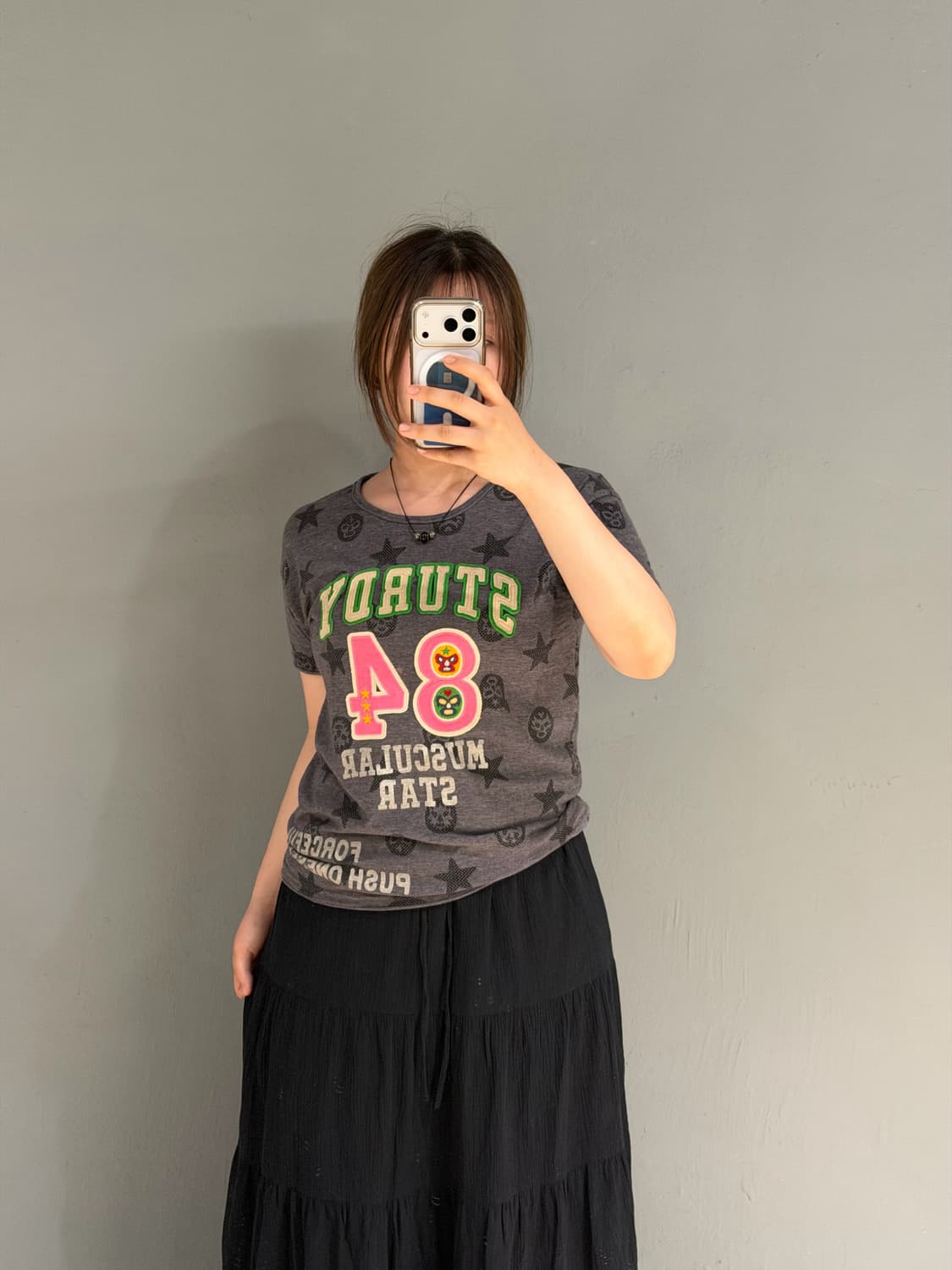 Rough mask & star pattern lettering top 상품이미지2