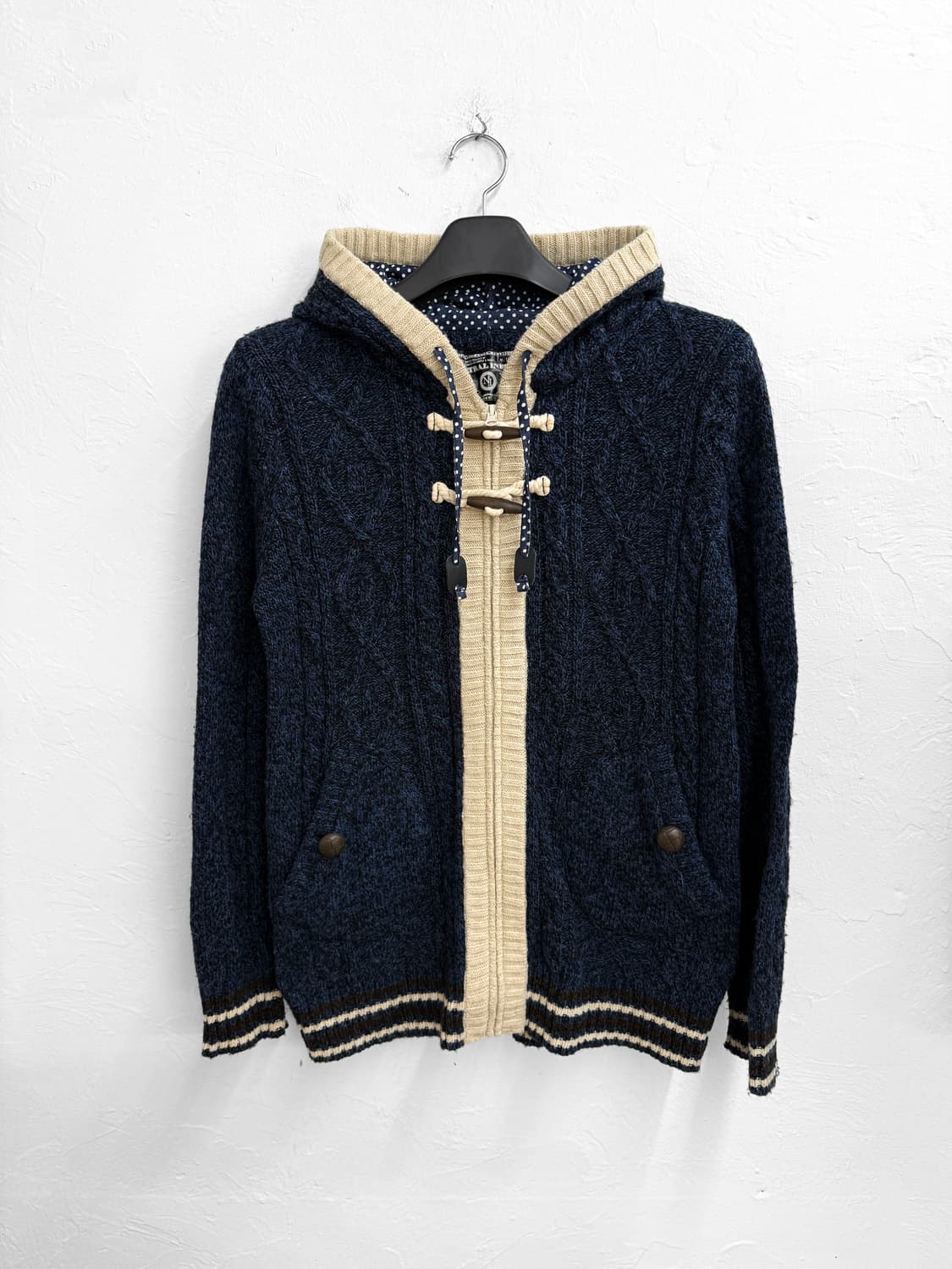 JPN 더플 니트 후드집업 상품이미지1